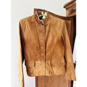 Women's CHADWICKS Rust 100% Leather Button Jacket Size 14‎